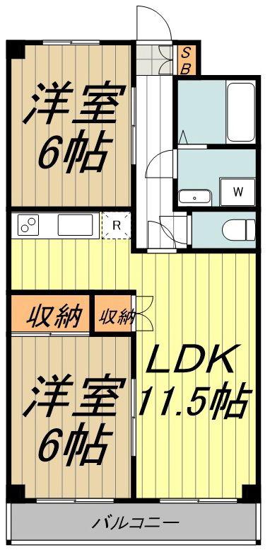 吉祥寺ウイング(2LDK/3階)の間取り写真