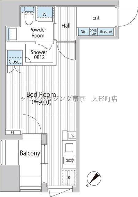 バウスフラッツ日本橋浜町(ワンルーム/8階)の間取り写真