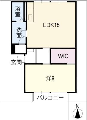 サザンウィンド A棟(1LDK/2階)の間取り写真
