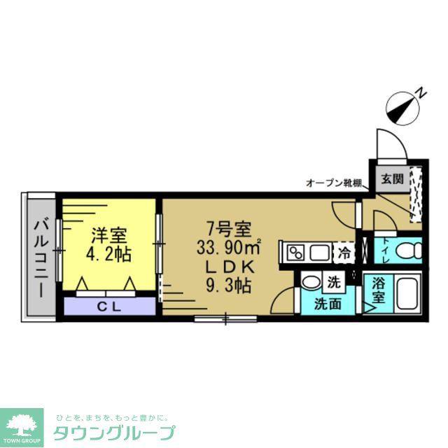 ERIU(1LDK/1階)の間取り写真