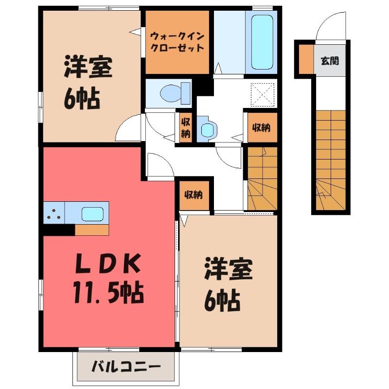 コンソラ―タ堀之内(2LDK/2階)の間取り写真