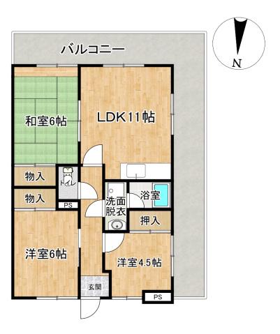ロイヤルガーデン(3LDK/5階)の間取り写真