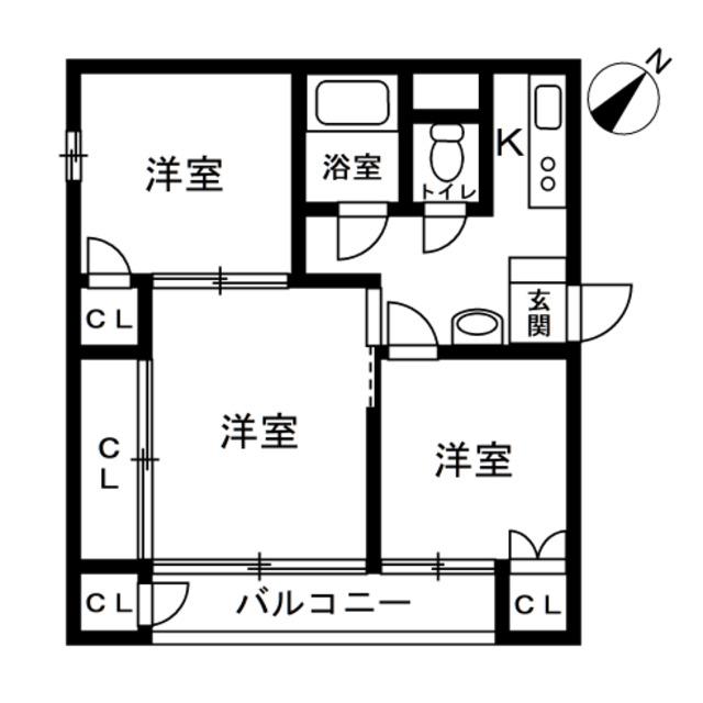 新横浜マンションA(3K/4階)の間取り写真