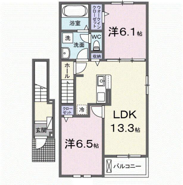 メグ・クレール A(2LDK/2階)の間取り写真
