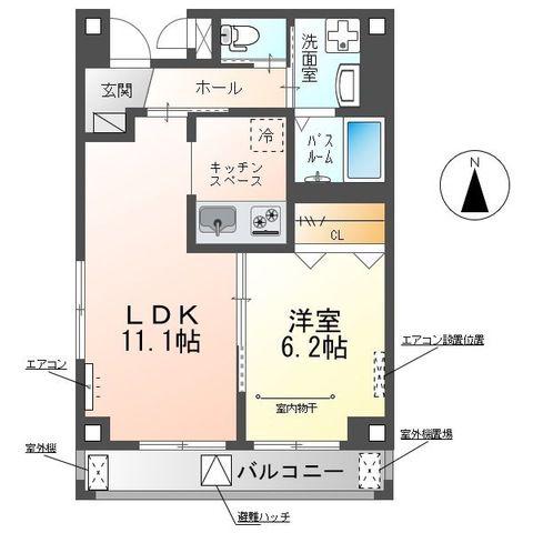 ラピスラズリ(1LDK/5階)の間取り写真