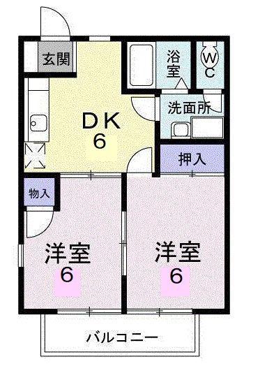 ミキハウスB(2DK/2階)の間取り写真
