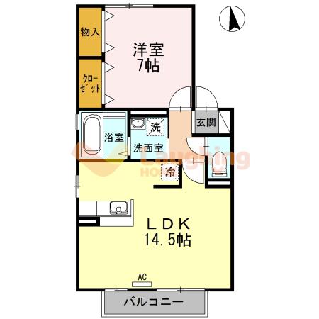 リビングタウン江戸屋敷D棟(1LDK/1階)の間取り写真