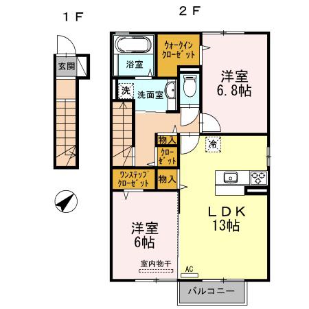 ラクスコーフ(2LDK/2階)の間取り写真