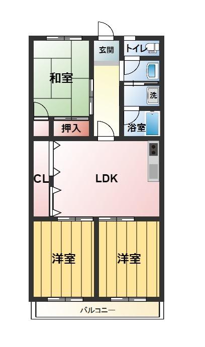ツインプレジャー古川(3LDK/1階)の間取り写真
