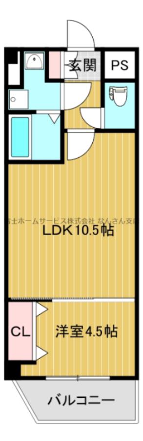 オルゴグラードNAMBA(1LDK/9階)の間取り写真