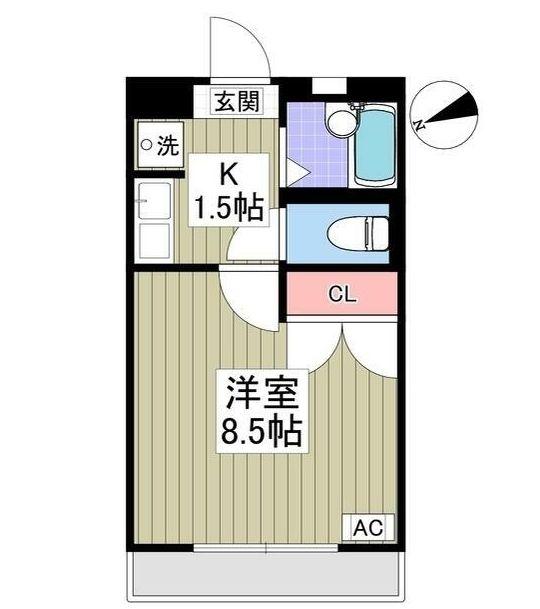 ヴィラージュS(1K/2階)の間取り写真