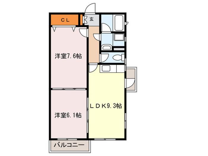 城西橋ビル(2LDK/4階)の間取り写真