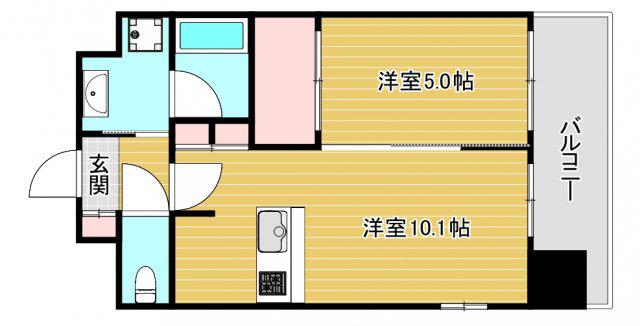 グランデ元町(1LDK/6階)の間取り写真
