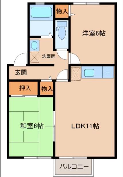 パールハイツ(2DK/2階)の間取り写真
