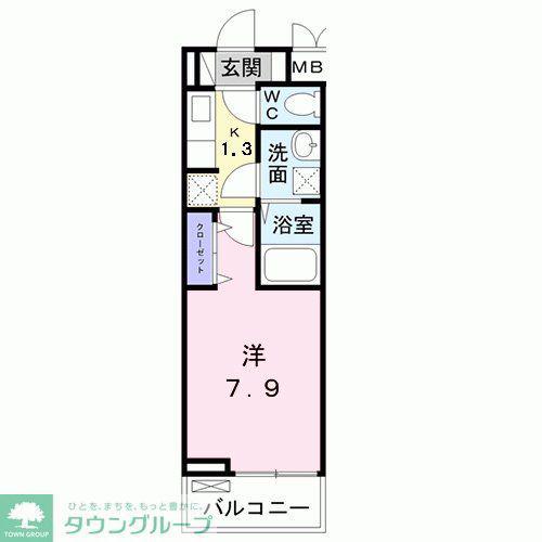 アルク・アン・シエル(1K/2階)の間取り写真