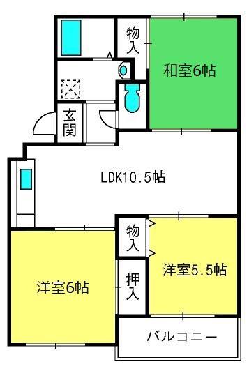 ファミール東宮原(3LDK/3階)の間取り写真