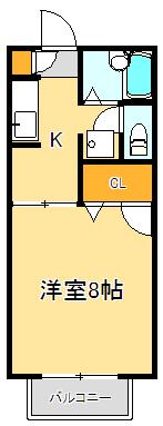 クリエイションB(1K/2階)の間取り写真