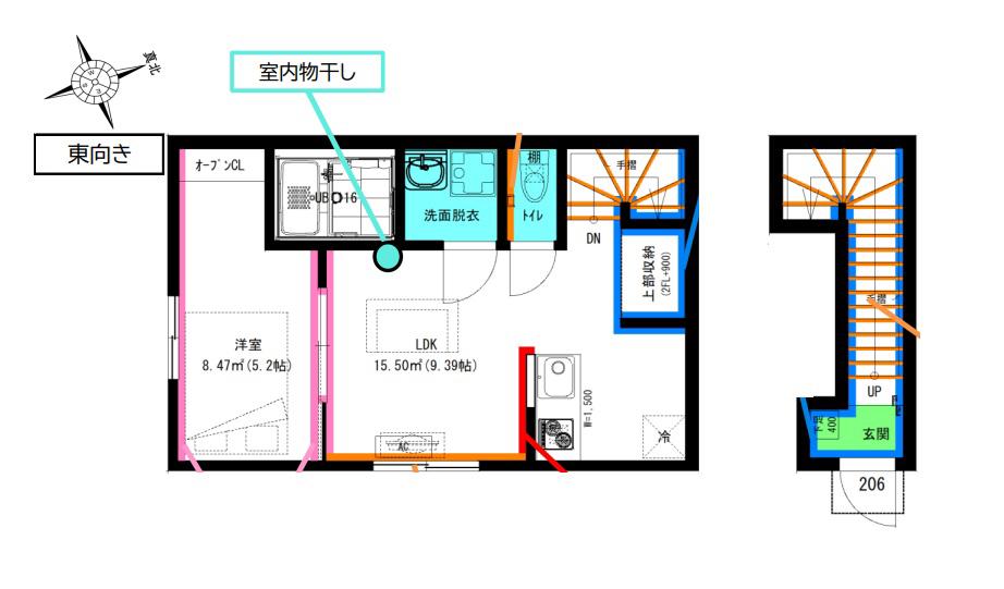 RADIANCE桜本町(1LDK/2階)の間取り写真