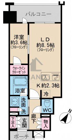 MJR博多ザ・レジデンス(1LDK/6階)の間取り写真