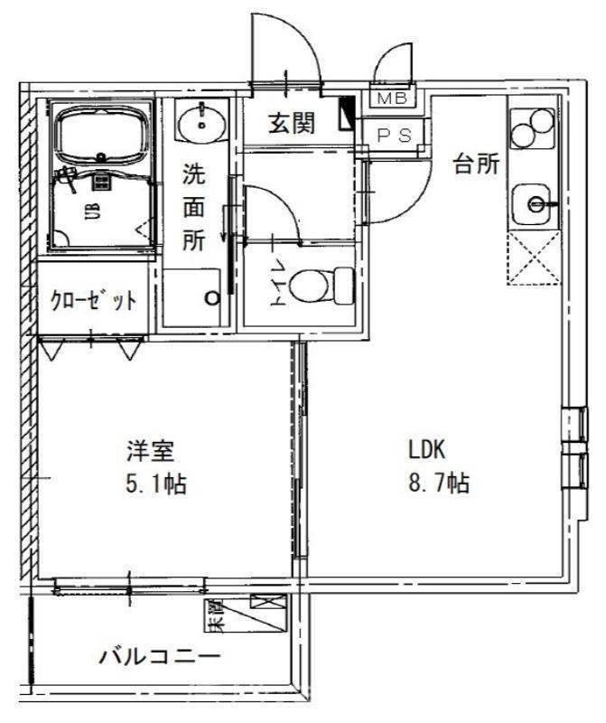 フジ丸高 東上野芝町(1LDK/2階)の間取り写真