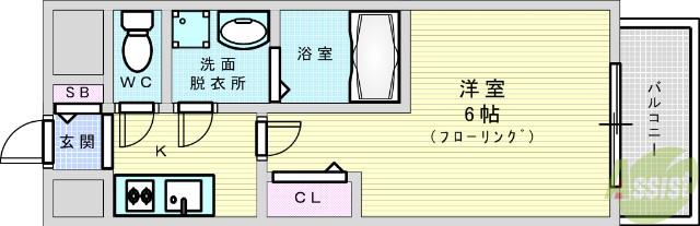 ファステート北大阪ラッセル(1K/7階)の間取り写真