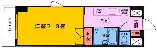 松葉ビル(1K/3階)の間取り写真