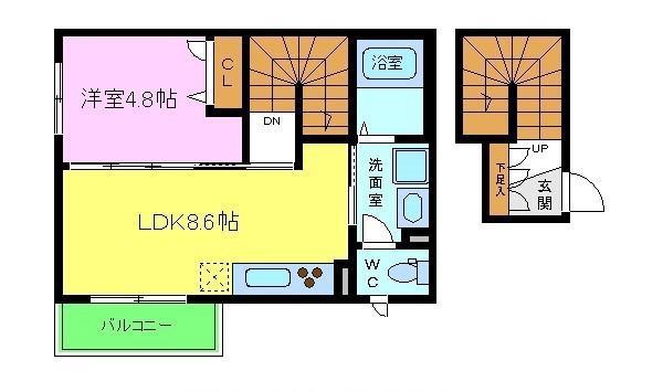 シャーメゾン東上野芝(1LDK/2階)の間取り写真