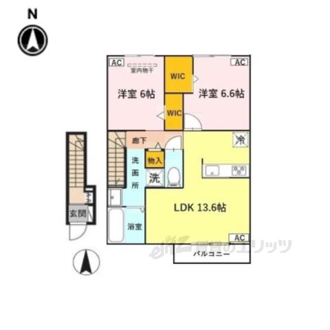 当麻寺MKコート5(2LDK/2階)の間取り写真