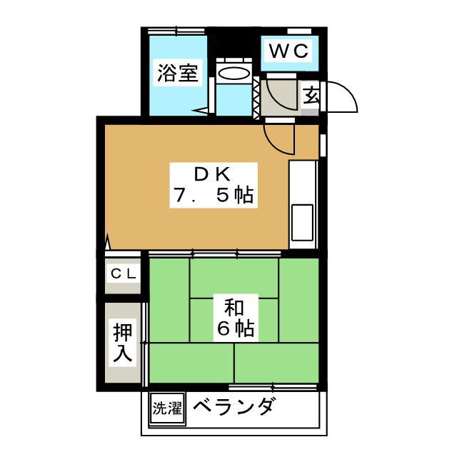 保田コーポ(1DK/2階)の間取り写真