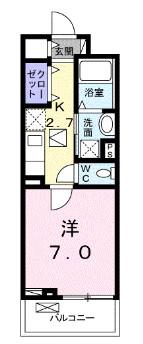 サンオランジュ(1K/2階)の間取り写真