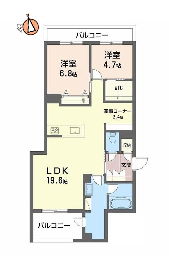 ベレオ安宅(2LDK/2階)の間取り写真