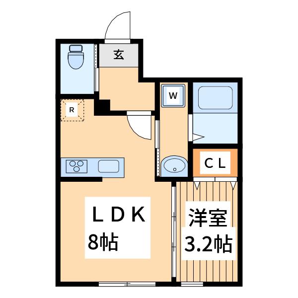 ルシェノン(1LDK/1階)の間取り写真
