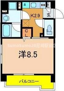 エナブル塚本II(1K/2階)の間取り写真