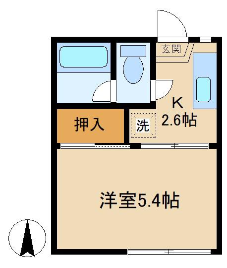 フォーヴル宮前(1K/2階)の間取り写真