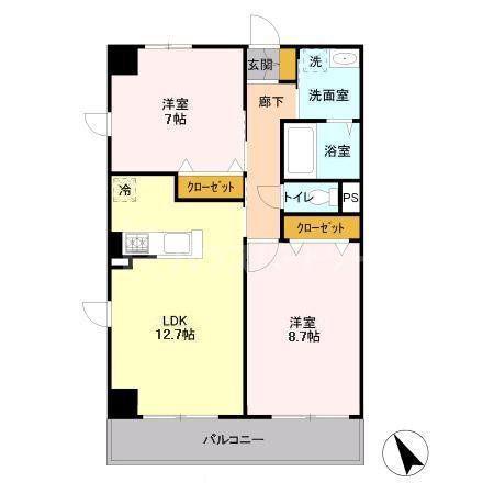 ベルファミーユ高根台II(2LDK/2階)の間取り写真