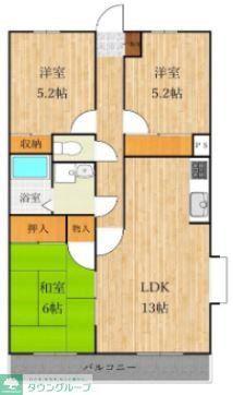 ミレニアム(3LDK/4階)の間取り写真
