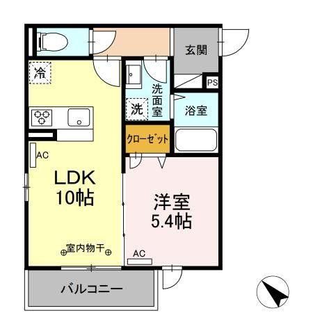 GRAND湘南 B棟(1LDK/3階)の間取り写真