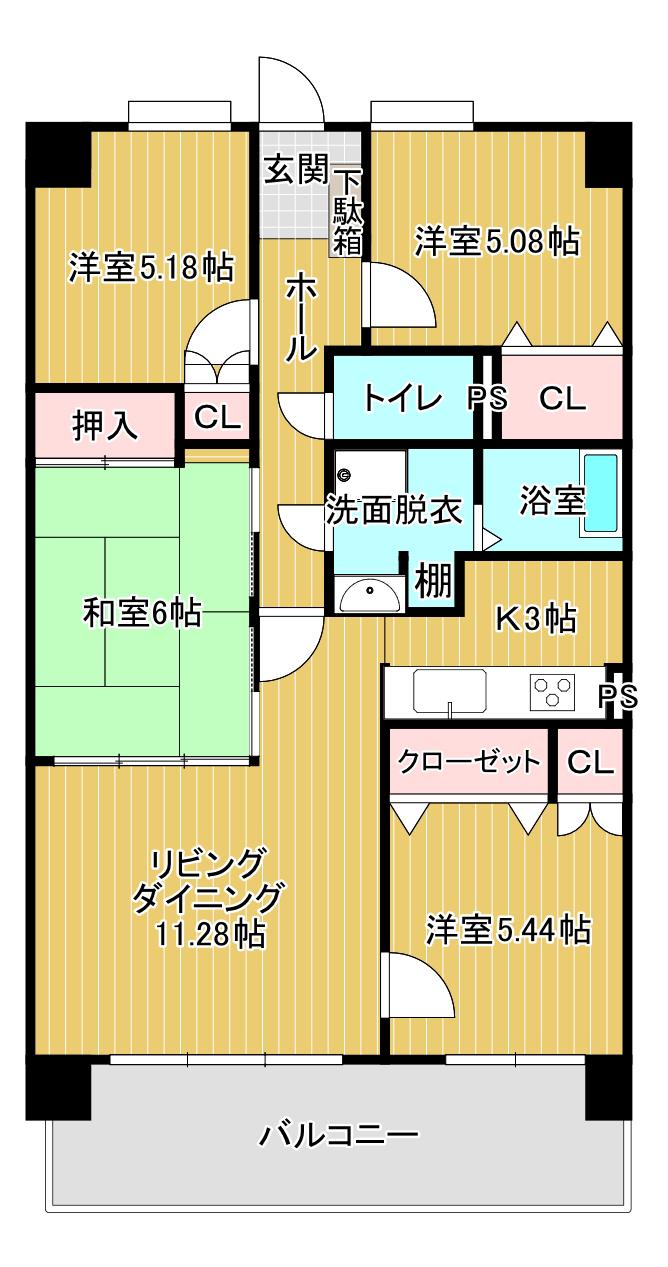 プリアデス岩屋(4LDK/4階)の間取り写真