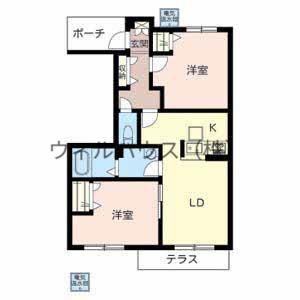 ジュヴェール深井A棟(2LDK/1階)の間取り写真