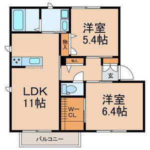 FELICE B棟(2LDK/2階)の間取り写真