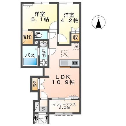 CHARMANT(2LDK/1階)の間取り写真