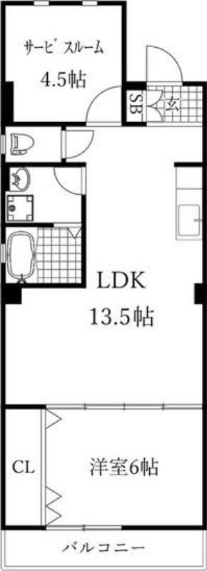 ワタベビル(1SLDK/2階)の間取り写真