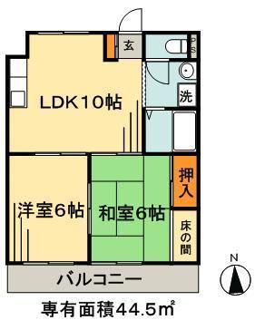 カジュアルコーポ(2LDK/3階)の間取り写真