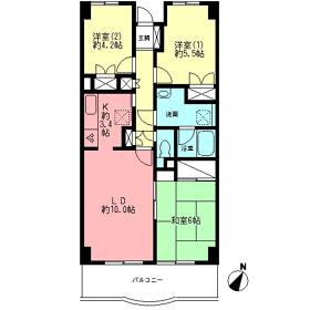 ロゼール壱番館(3LDK/4階)の間取り写真