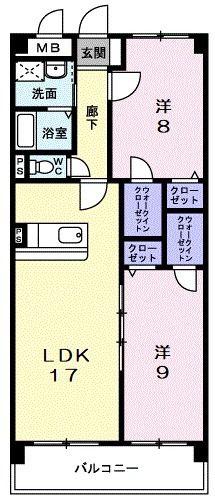 レジデンス牟礼(2LDK/2階)の間取り写真