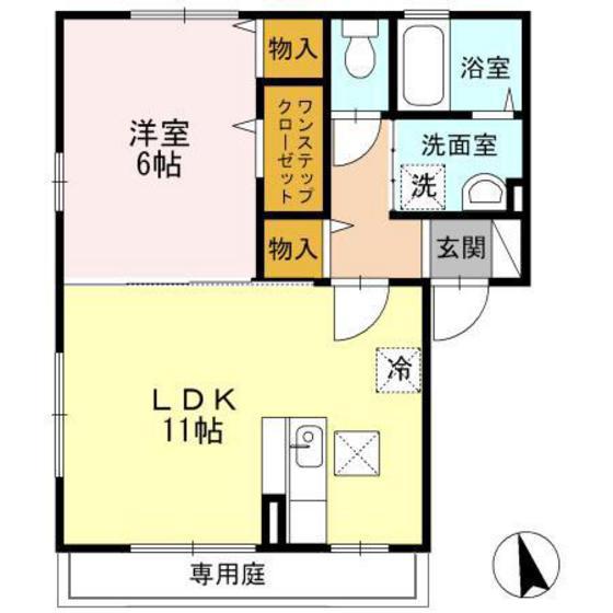 サンハイツA棟(1LDK/1階)の間取り写真