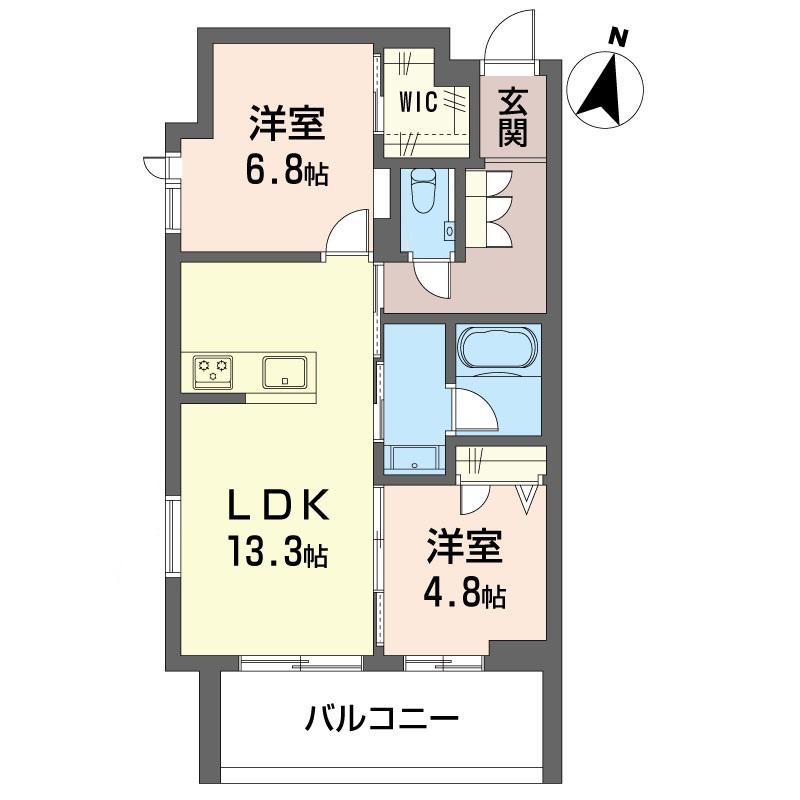 グランディール都筑SHM(2LDK/2階)の間取り写真