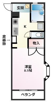 セカンドベース(1K/3階)の間取り写真