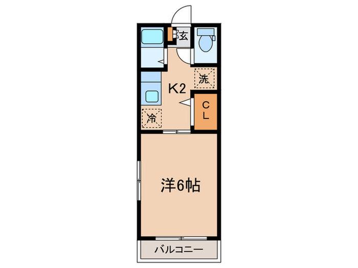 レトア経堂I(1K/2階)の間取り写真