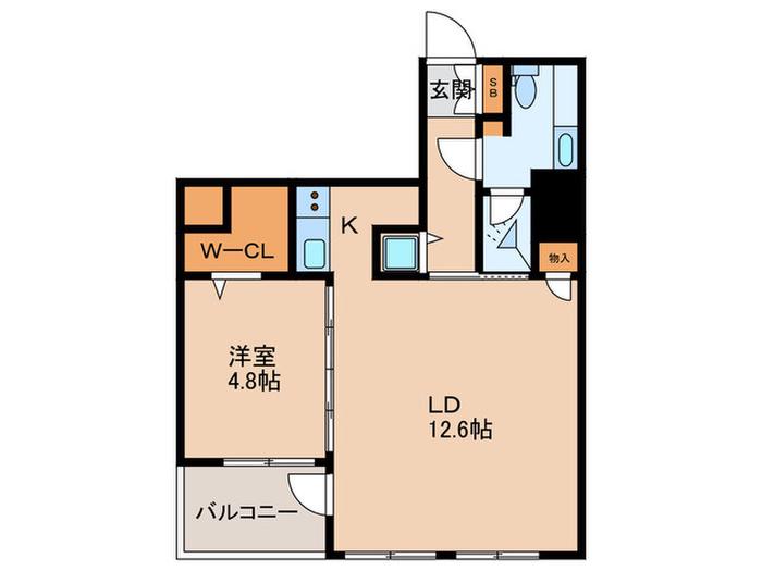 RE BLDG(1LDK/12階)の間取り写真